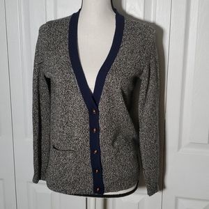 Madewell Gray and Navy Cardigan Sweater